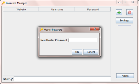 Creating master password