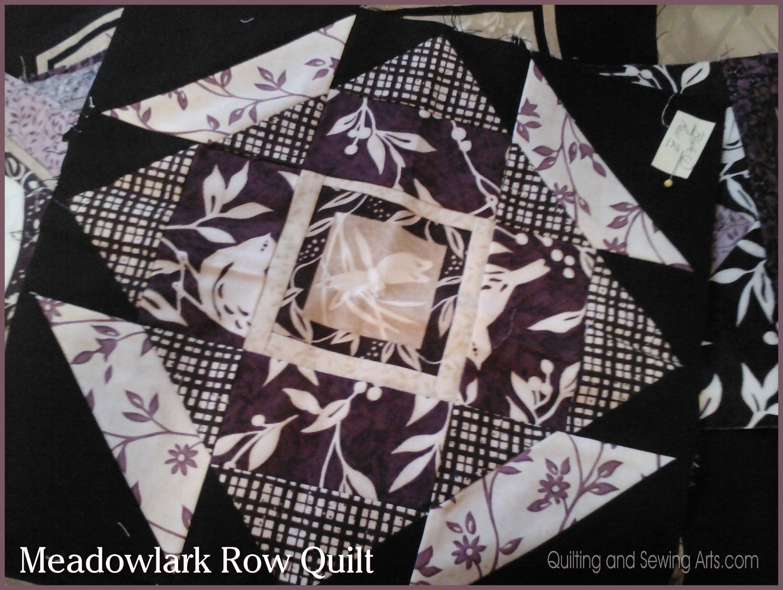 In My Quilting & Sewing Studio Meadowlark Row Quilt my Feburary Finish