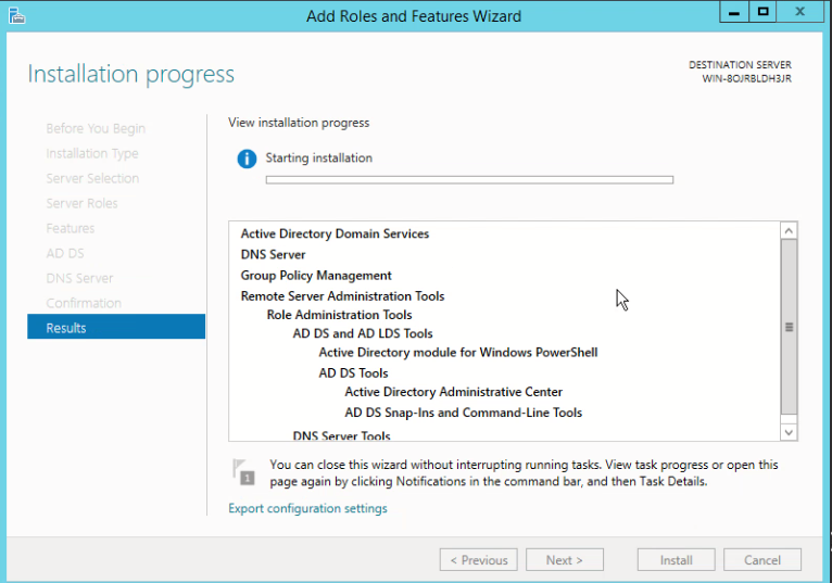 Directory results. Directory results. Server 2016 r2. Окне add roles wizard. Корпоративный мессенджер.
