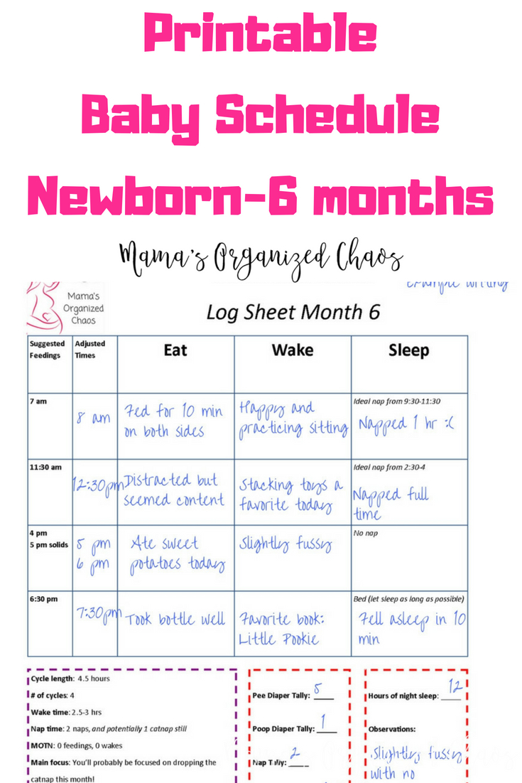 Free Printable Baby Schedule Chart