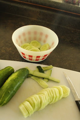 Sliced cucumbers for Dilly Cucumber Salad