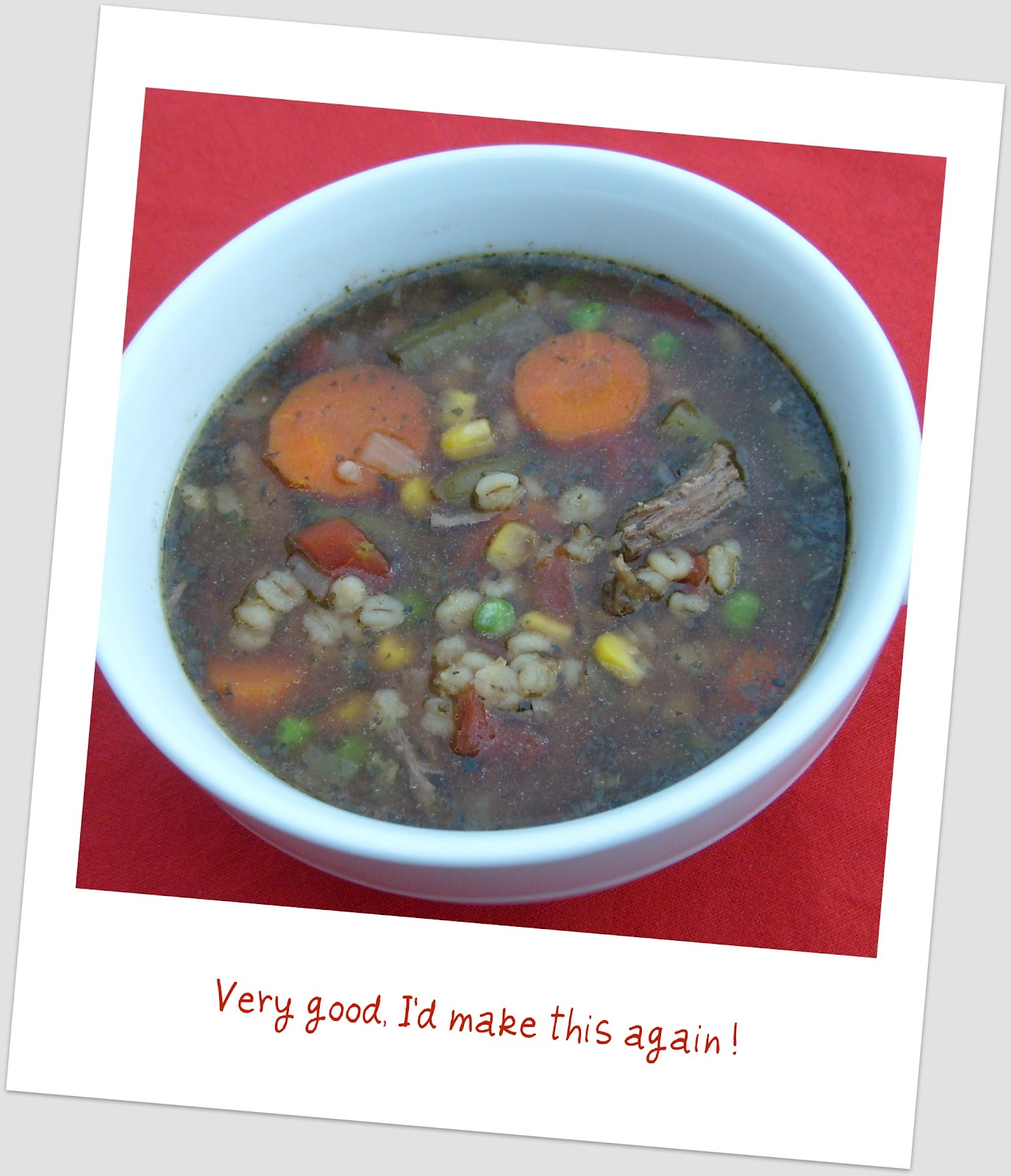 Happier Than A Pig In Mud: Vegetable Beef and Barley Soup-Slow Cooker