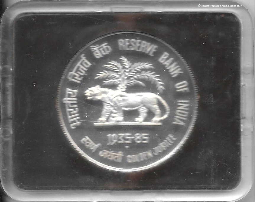 Republic India Coins, Proof Set, Currencies 1985 Reserve Bank of India Golden Jubilee VIP