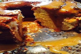 CREAM CHEESE POUND CAKE w/ Caramel sauce