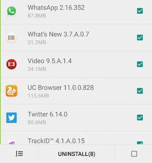 Select multiple apps to uninstall