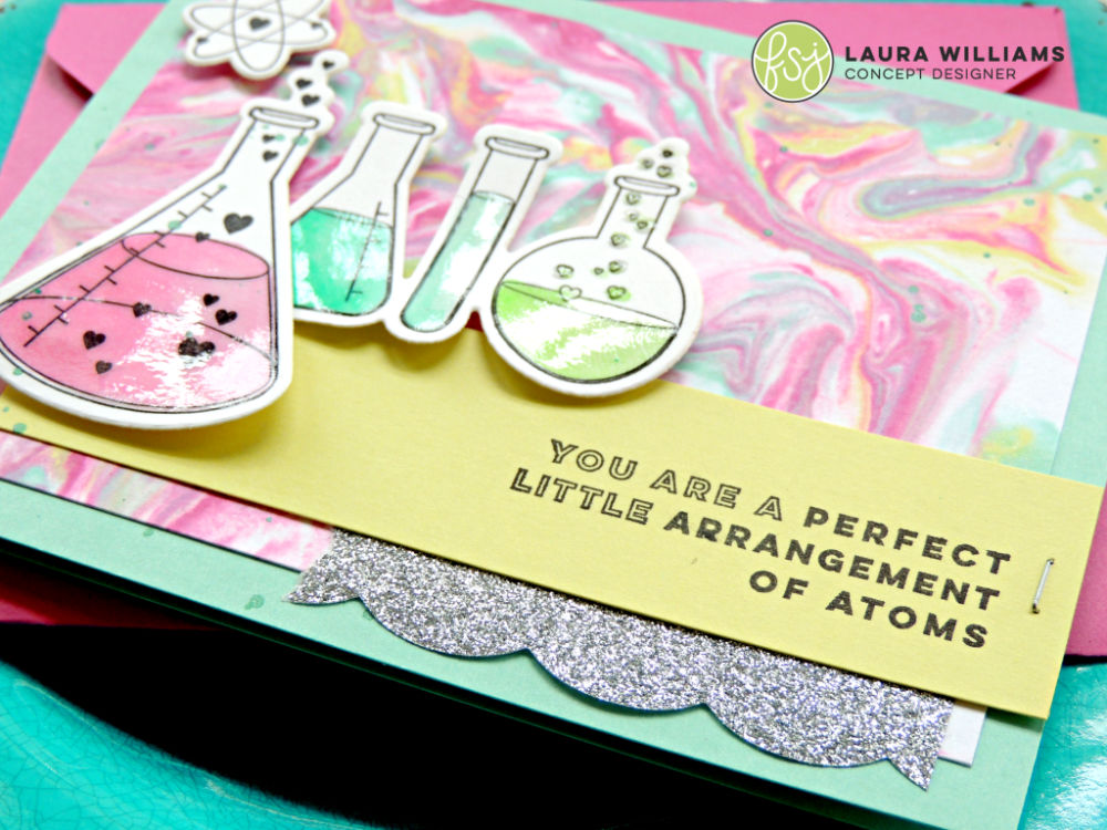 handmade valentine card with fun stampers journey stamps and dies, perfect atoms. #funstampersjourney #valentines #lauralooloo #handmadecard