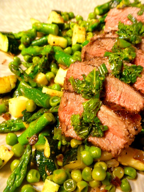 Lean Green Steak Machine with a Mint Chive Dressing and Veggie Succotash. This one just screams fresh and seasonal...a fantastic alfresco meal! - Slice of Southern