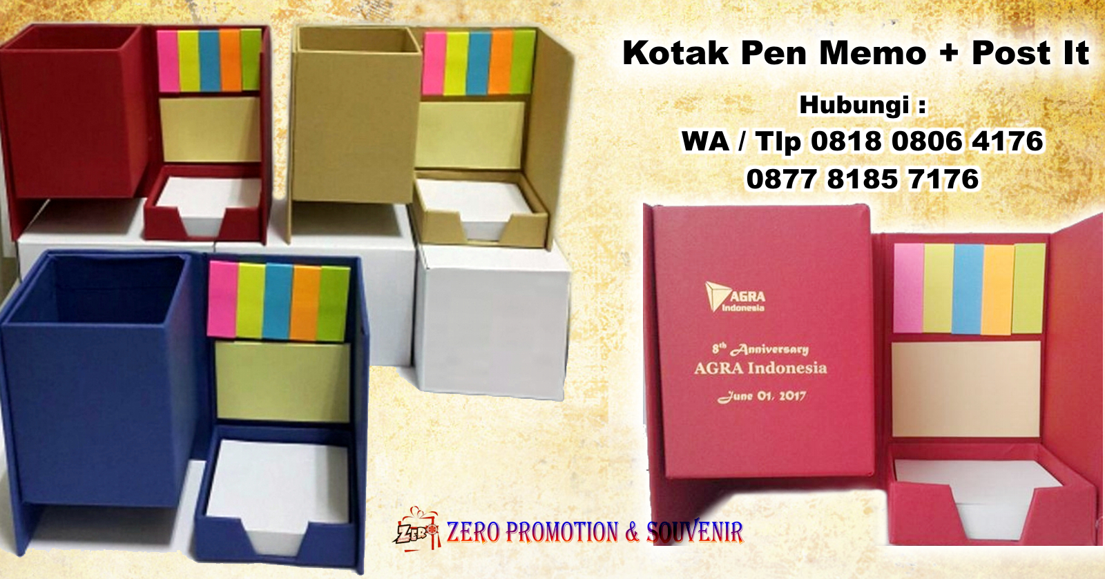 Souvenir Kantor Custom Kotak Pen Memo + Post It Barang Promosi, Mug