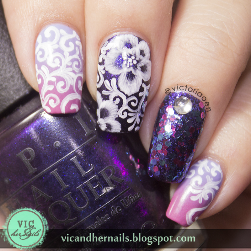 Vic and Her Nails: One Stroke Flower with Filigree