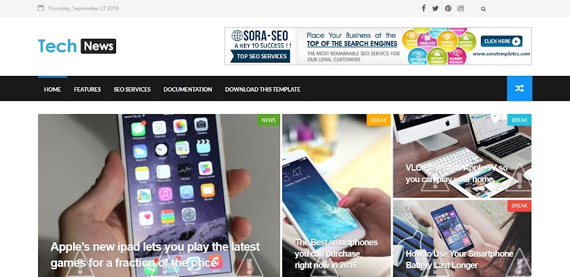 Tech News Free Blogger Template