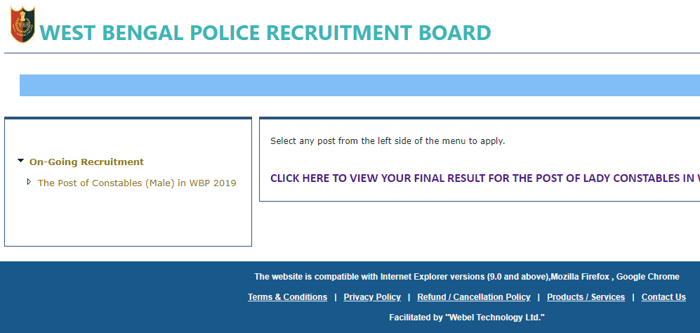 West Bengal Lady Police WBPRB Lady Police Constable