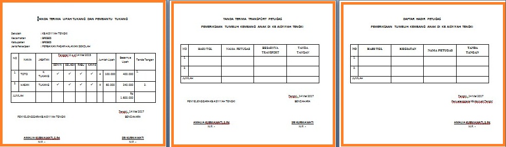 LAMPIRAN TANDA TERIMA DANA LPJ BOP PAUD ARSIP PAUD