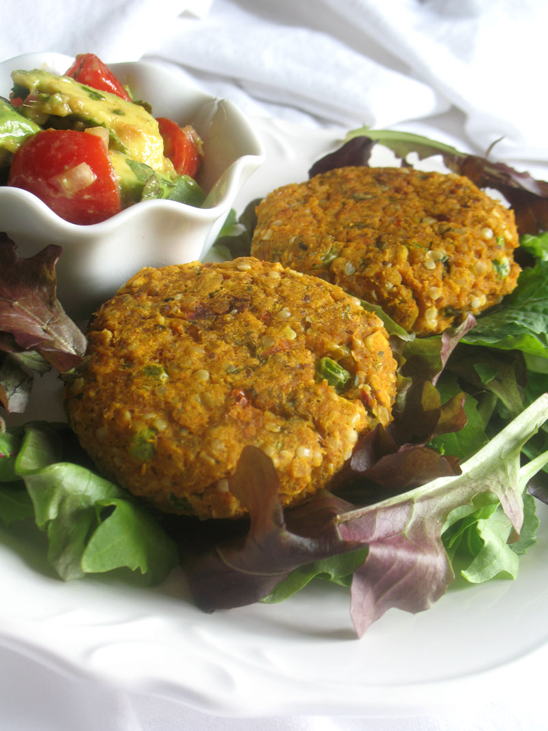Sweet Potato and Chickpea Patties with Avocado and Tomato Salsa Lisa