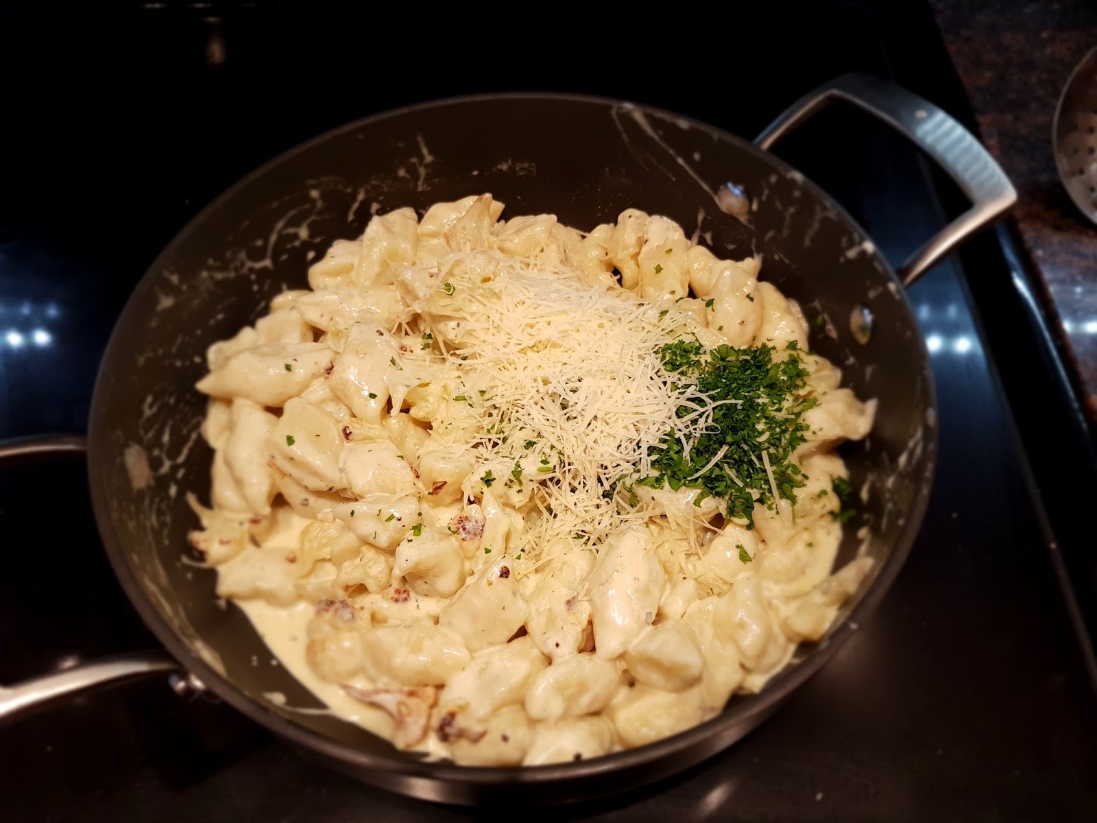 Almost Wasted Gnocchi with Cauliflower in a Blue Cheese Cream Sauce