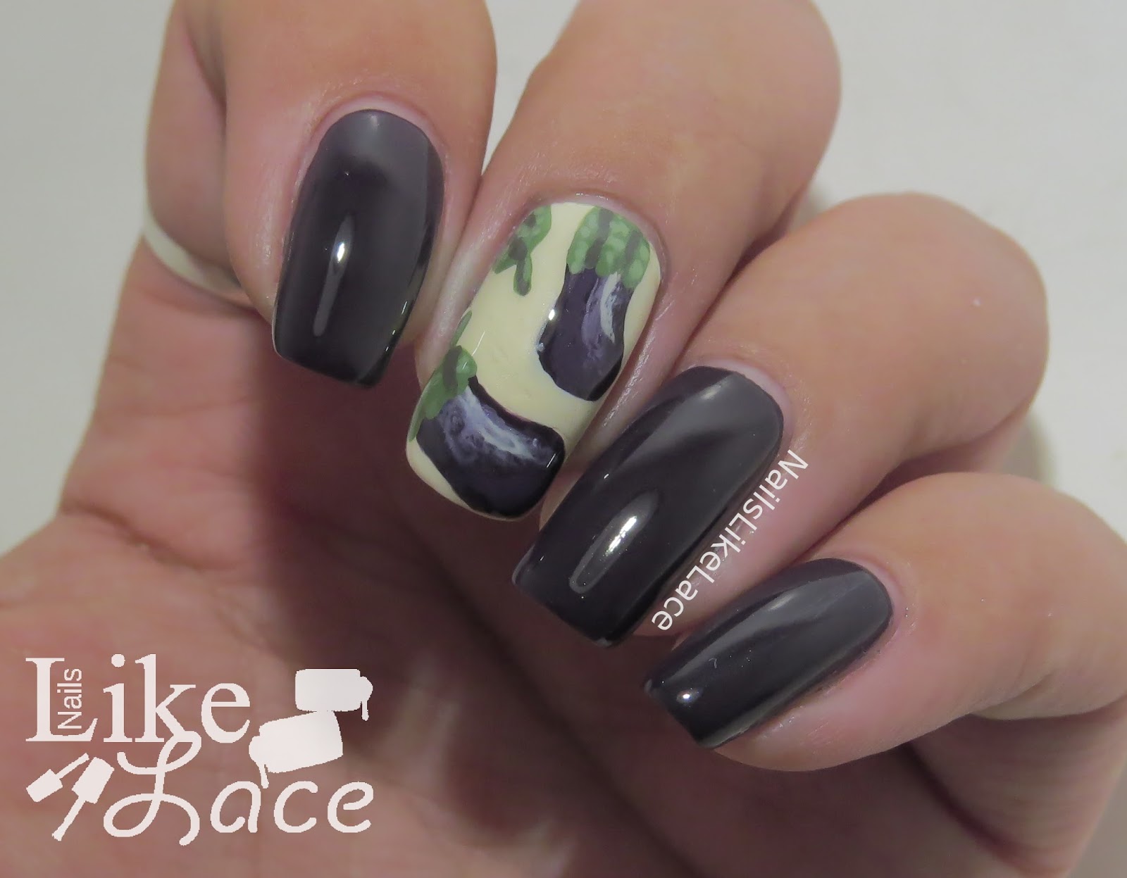 NailsLikeLace Eggplant Nail Art