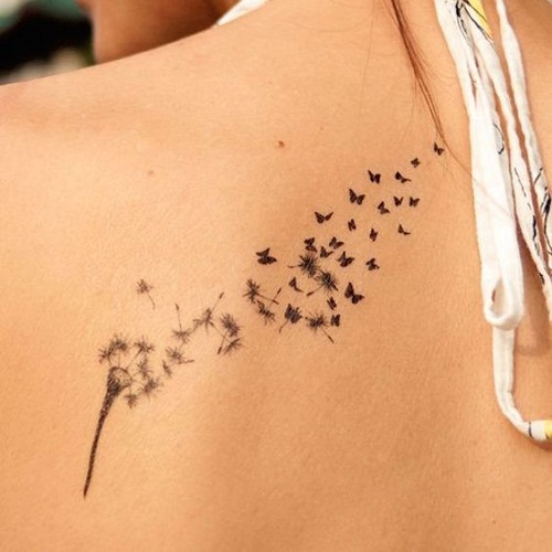 Dente-de-leão, com Muitas Pequenas Borboletas Tatuagem