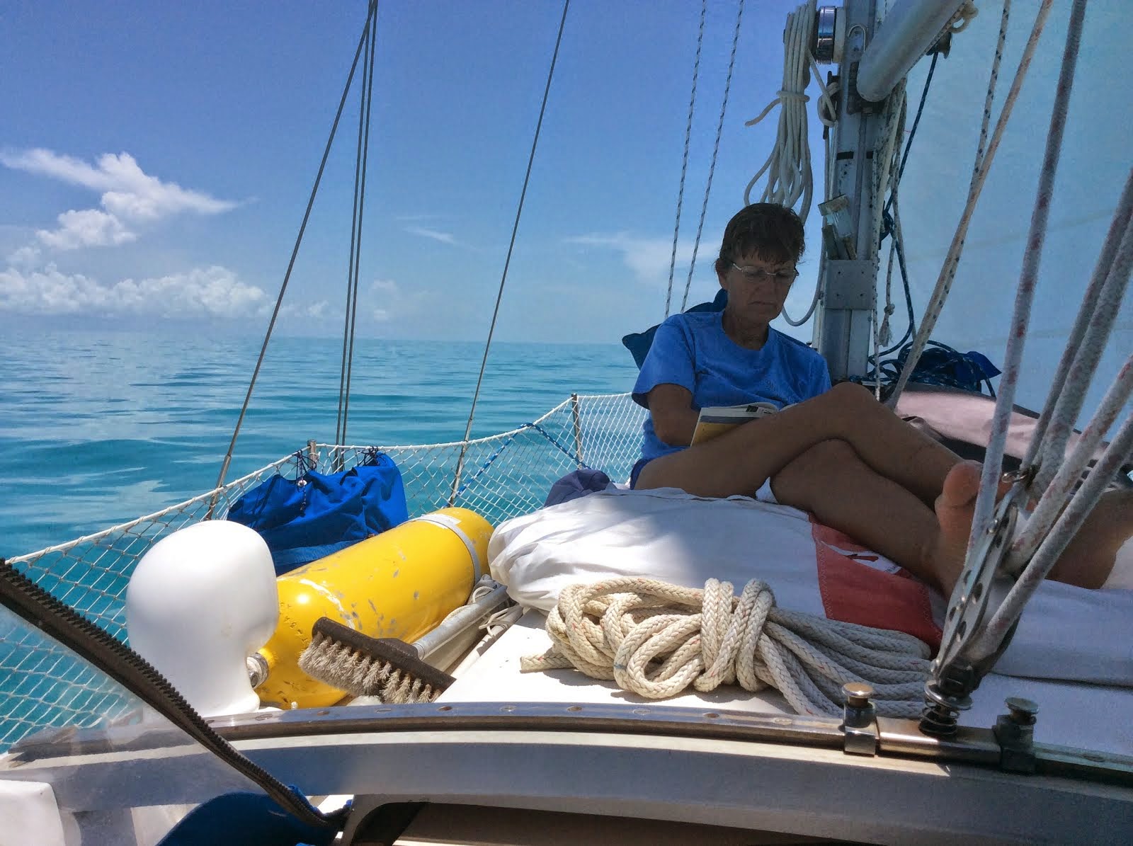 Crossing the Great Bahama Bank with a great book!