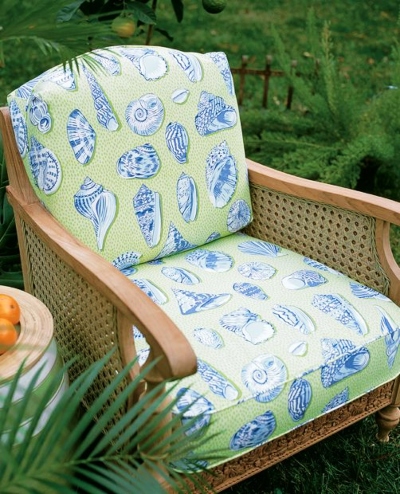 Upholstered Chair in Thibaut Seaside Shell Fabric