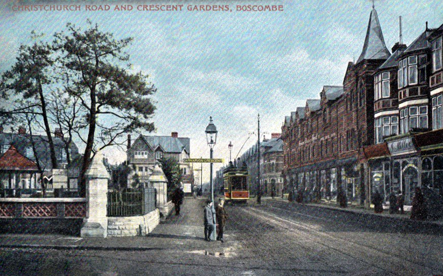 transpress nz trams in Christchurch Road, England, early