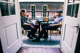 Martin Dickie (left) and James Watt (right) on a balcony in New Orleans, Louisiana
