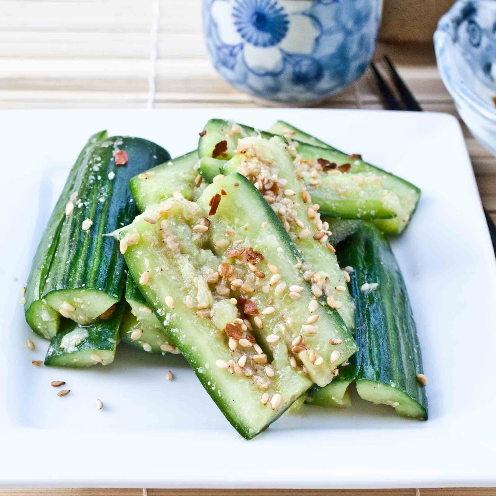 FOODjimoto: Japanese-Style Cucumbers with Sesame Seeds