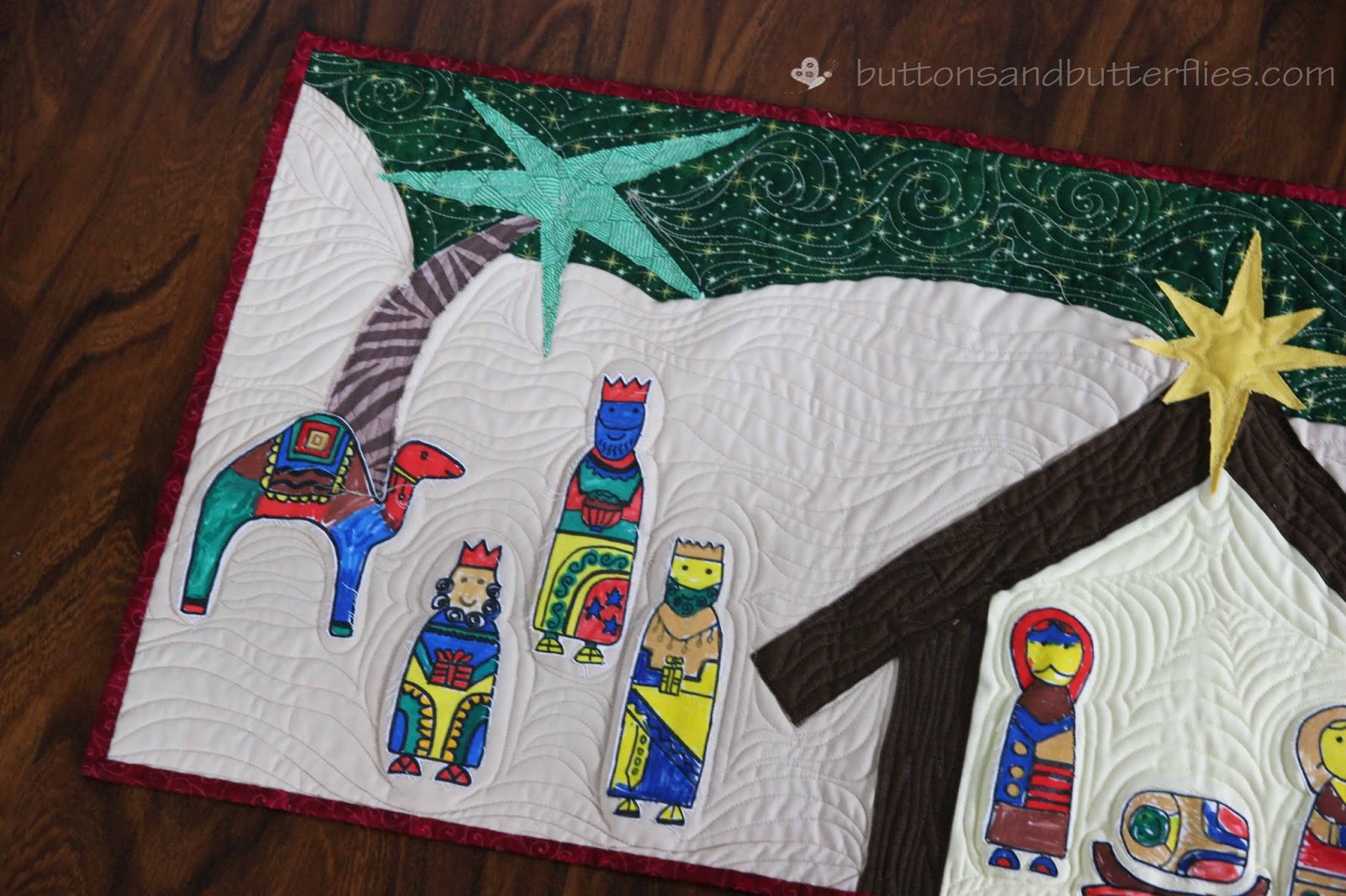 Buttons and Butterflies Nativity Wall Hanging {Quilt}