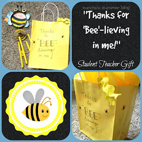 zucchini summer blog, teacher gift, bumblebee gift, yellow gift, student teacher, cooperating teacher gift ideas