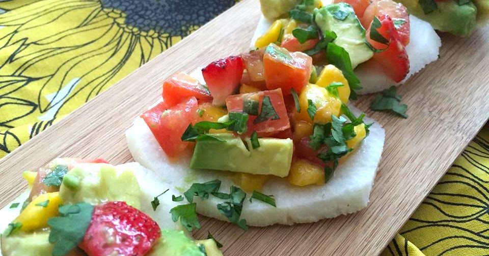 Raw jicama chips n’ salsa Kimchi and Beans