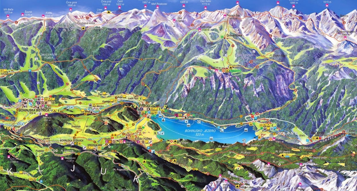 Карта озера Бохинь Карта Бохинь