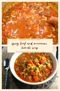 Spicy Beef and Macaroni Tomato Soup: Nothing beats a pot of steaming soup on a cold winter night. - Slice of Southern