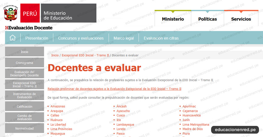 MINEDU: Relación de Docentes a Evaluar - Evaluación Excepcional del Desempeño Docente - Nivel Inicial - Tramo II (7 Junio) www.minedu.gob.pe MINEDU: Relación de Docentes a Evaluar - Evaluación Excepcional del Desempeño Docente - Nivel Inicial - Tramo II (7 Junio) www.minedu.gob.pe