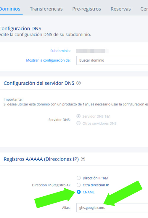 Añandiendo el registro CNAME de un blog de Blogger en 1&1 Añandiendo el registro CNAME de un blog de Blogger en 1&1