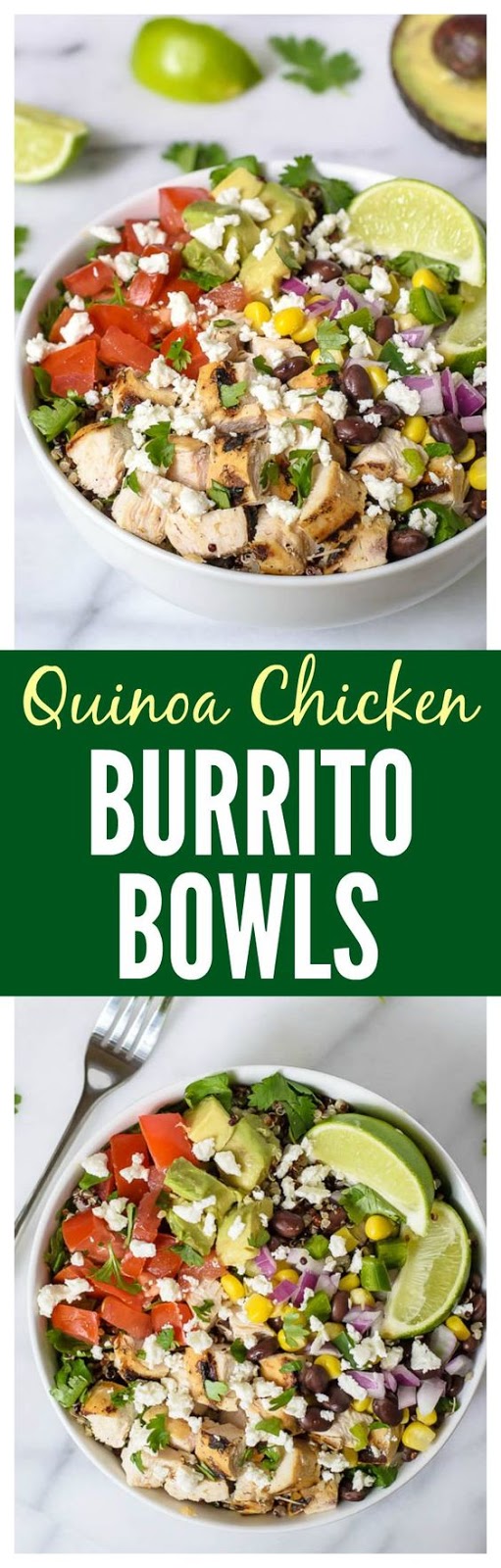 Chipotle Burrito Bowls with Chicken, Quinoa, and Avocado - Foodandcake123