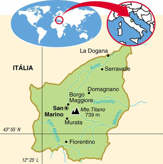 San Marino, Aspectos Geográficos e Socioeconômicos de San Marino SAN MARINO - ASPECTOS GEOGRÁFICOS E SOCIAIS DE SAN MARINO