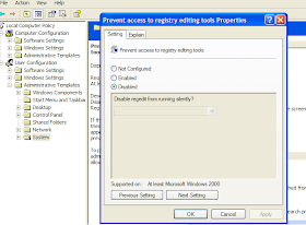 regedit di windows 2003 disabilitato