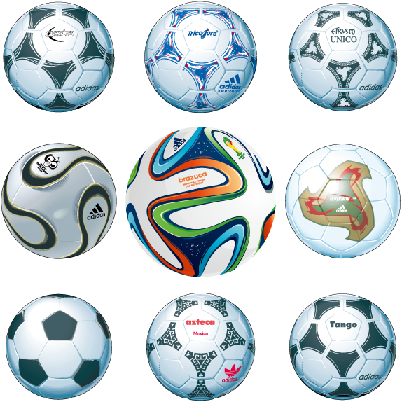 Balones oficiales de mundiales de fútbol - Vector
