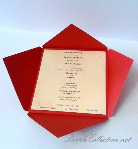 Yean Leng's Petal Fold Wedding Cards, yean leng, petal fold, petal, petal fold wedding cards, wedding cards, red wedding cards, cards, marriage, invitation, wedding dinner 