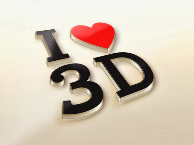 Efek Teks 3D I Love You PSD