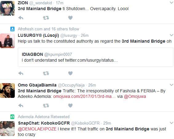 5 Traffic on 3rd Mainland Bridge: Nigerians lash out at Fashola over unannounced repairs