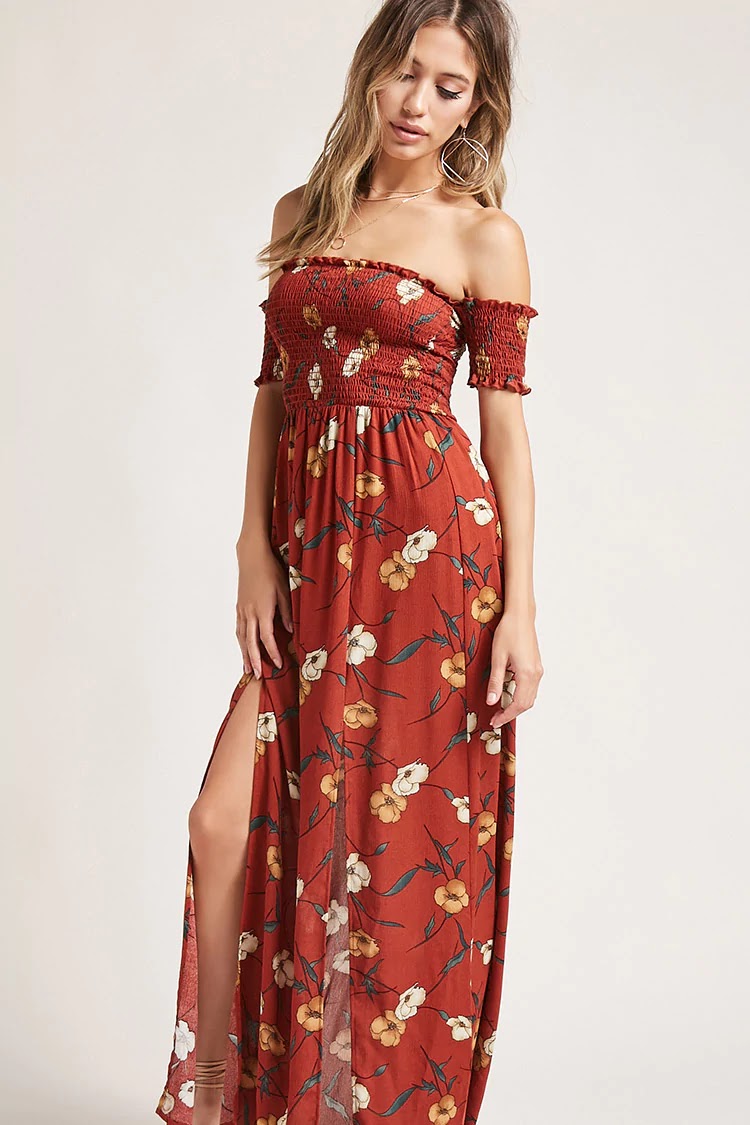Smocked Maxi Dress in Spring Florals