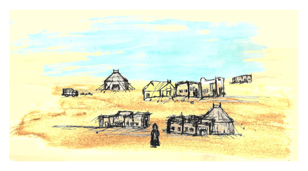 dibuix sahara, dibujo campo refugiados
