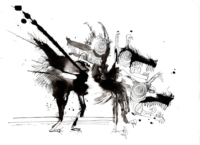 Cerberus Ink Illustration Black and White Inktober 2017 Dog