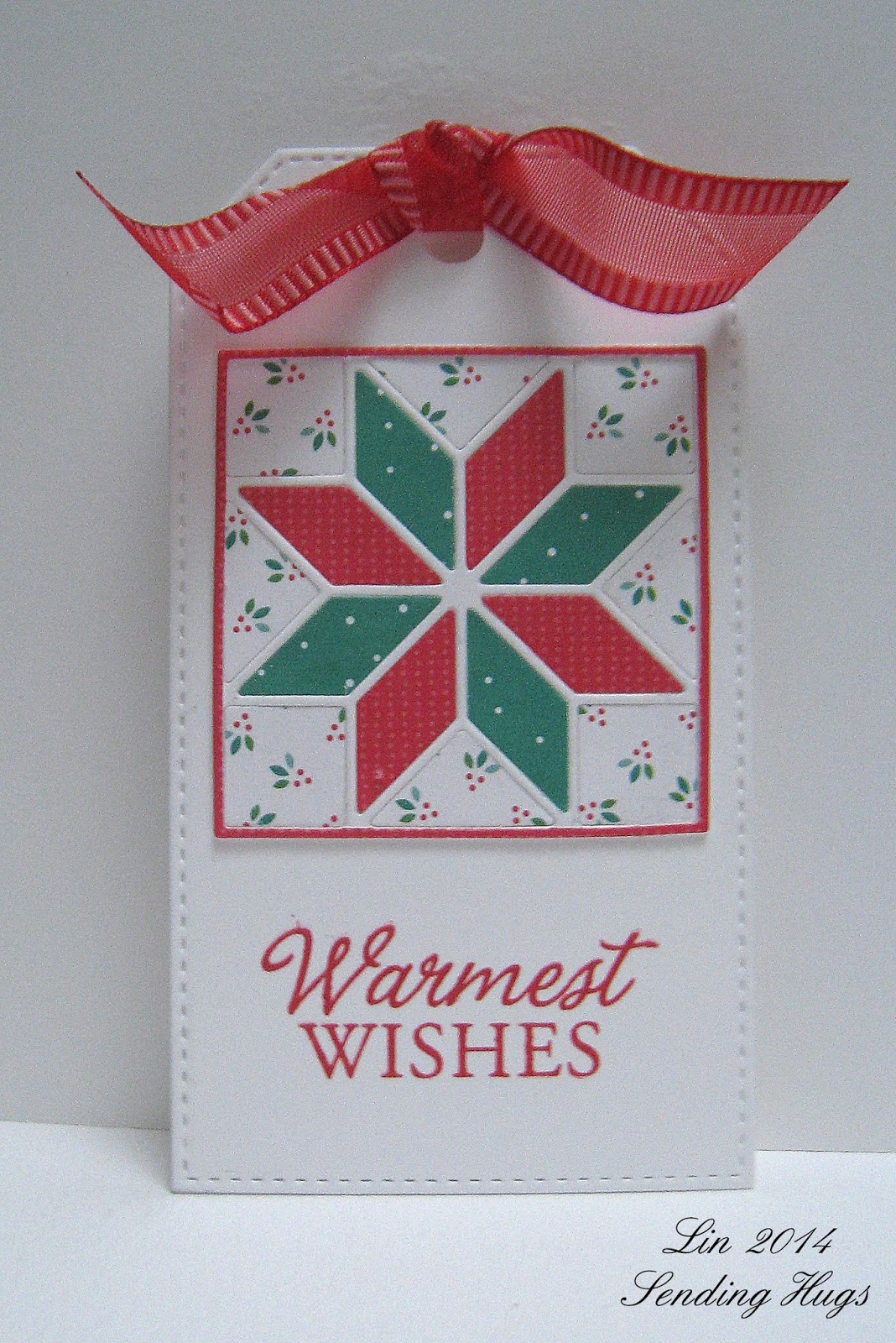 Sending Hugs Christmas Quilt tag