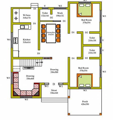 Free Kerala House Plan For Spacious 3 Bedroom Home - Free Kerala Home Plans