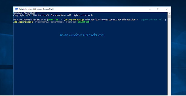 Re-register the Windows Store on powershell Re-register the Windows Store on powershell