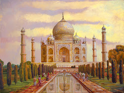 mahal taj painting dominique amendola oil india monuments architecture drawings pradesh uttar paintings drawing indian artist daily building canvas visit