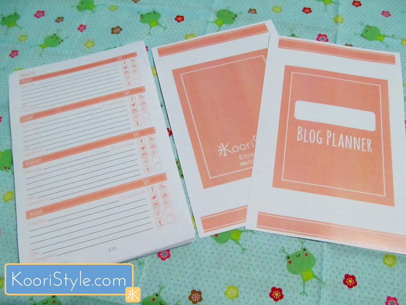 Weekly and Monthly Blog Planner Printable PDF at KooriStyle.com Cute Kawaii Koori Style KooriStyle Weekly Monthly Blog Planner Agenda Organization Printable PDF Blogging
