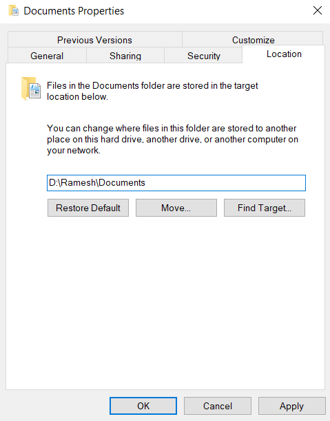 How to Move the Windows Users Files and Folders Changing Location for Windows User Files and Folders