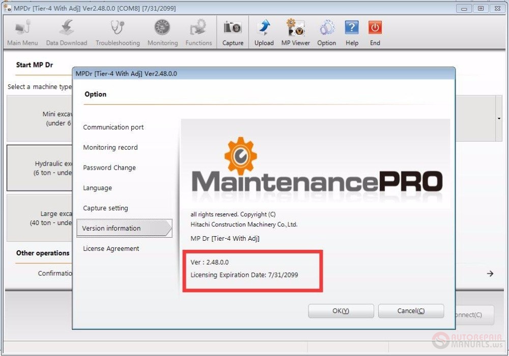 FreeAutoEpcService John Deere/Hitachi MPDr v2.48 ECM Diagnostic Software