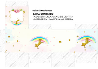 Fiesta de Unicornios: Cajas para Imprimir Gratis. Cajas Cubo de Fiesta de Unicornios para imprimir gratis.
